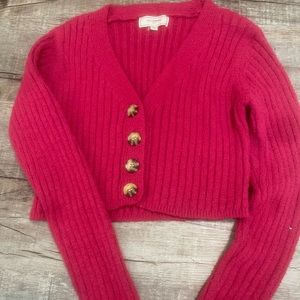 Fuchsia pink v neck cardigan